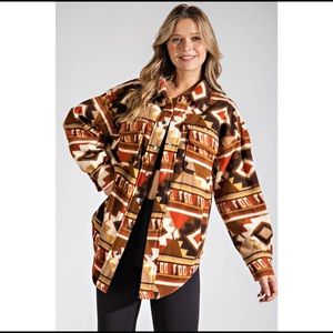 Aztec Print Fleece Shacket
